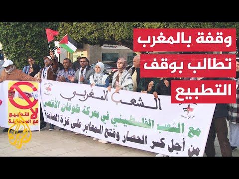 وقفة أمام البرلمان المغربي في العاصمة الرباط تنديدا بحرب إسرائيل على غزة