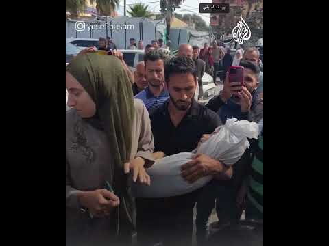 تشييع جثماني الصحفي سالم أبو طيور ونجله بعد استشهادهما في غارة إسرائيلية